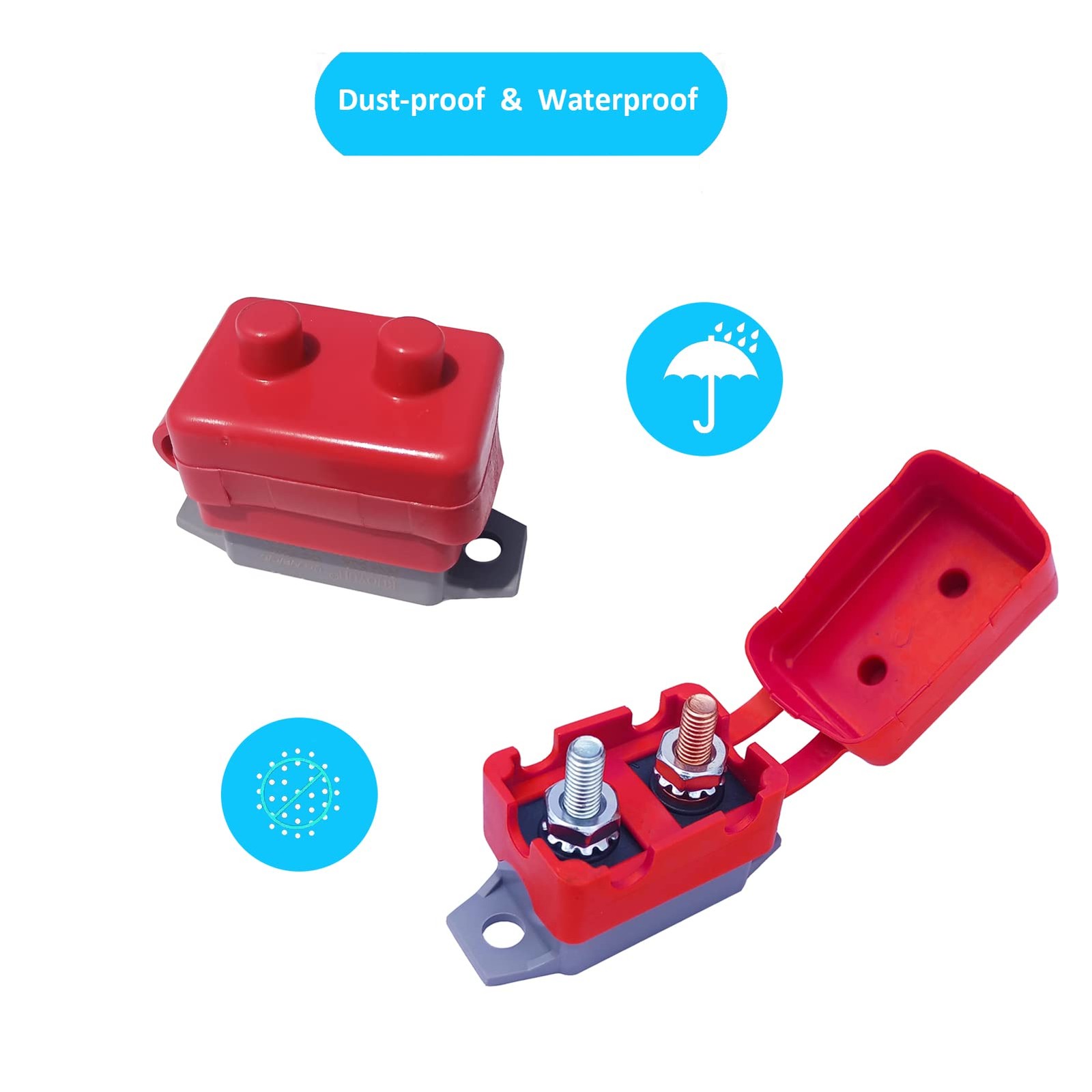 Stud Type Circuit Breaker Auto Reset Inline Fuse Inverter Waterproof 30 Amp