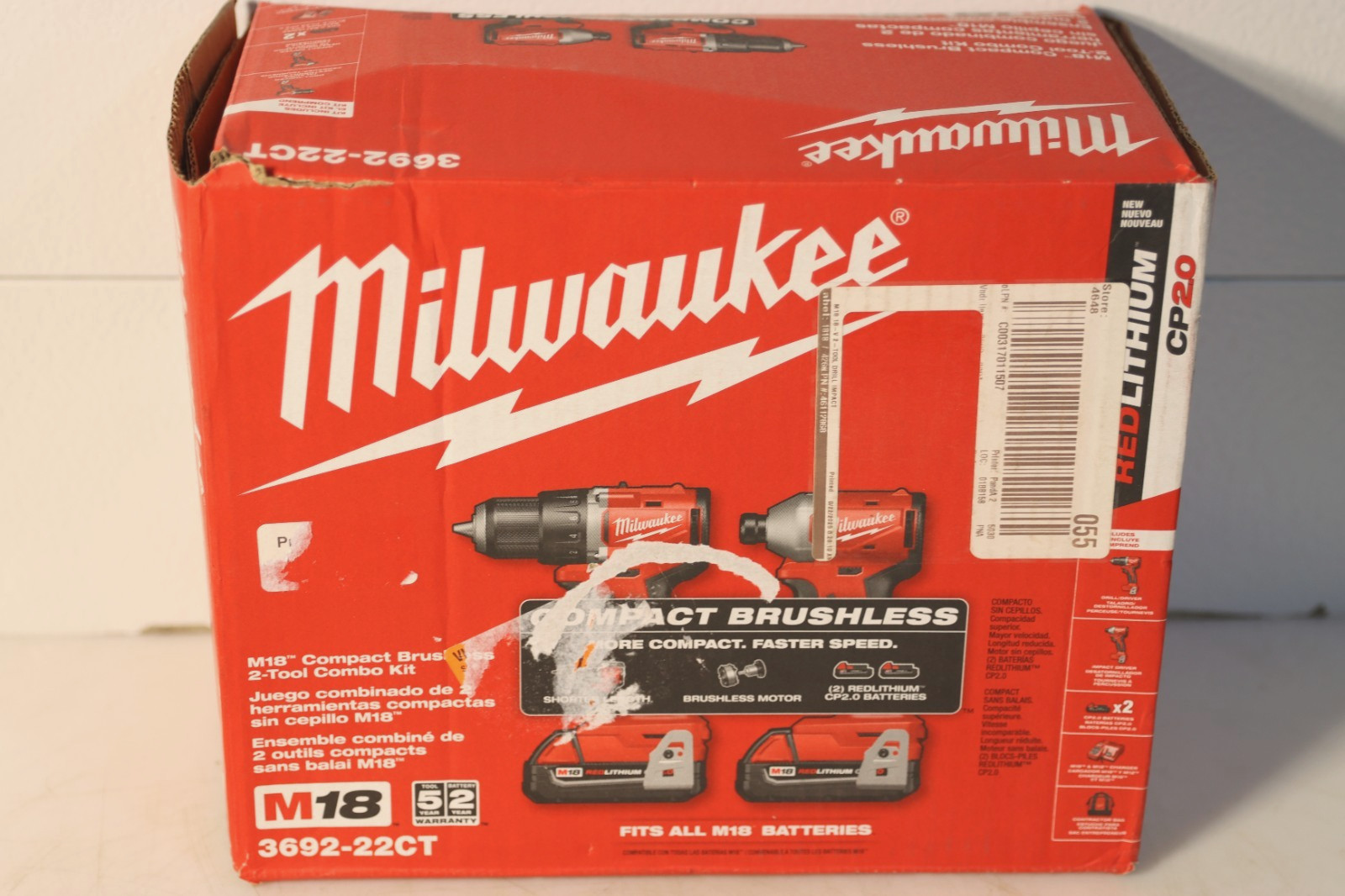 Milwaukee M18 18V Brushless Cordless Compact Drill/Impact Combo Kit (3692-22CT)
