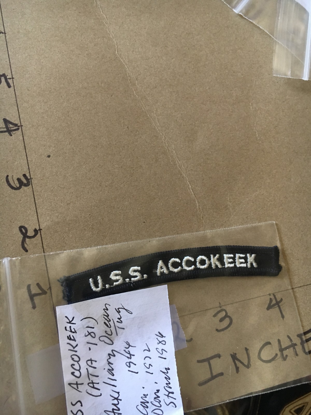 US NAVY SHOULDER STRIP TAB *** rocker *** Patch USS Accokeek
