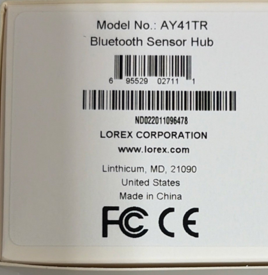 Lorex AY41TR Bluetooth Sensor Hub Indoor Plug-In White Smart Home MPN AY41TR