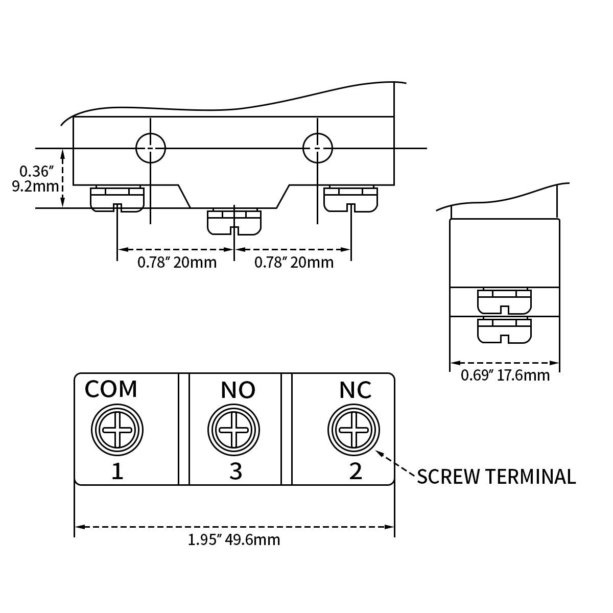 Baomain Shortbush Typically 250VAC 15A Micro Switch BM-1306 (TM-1306) CE
