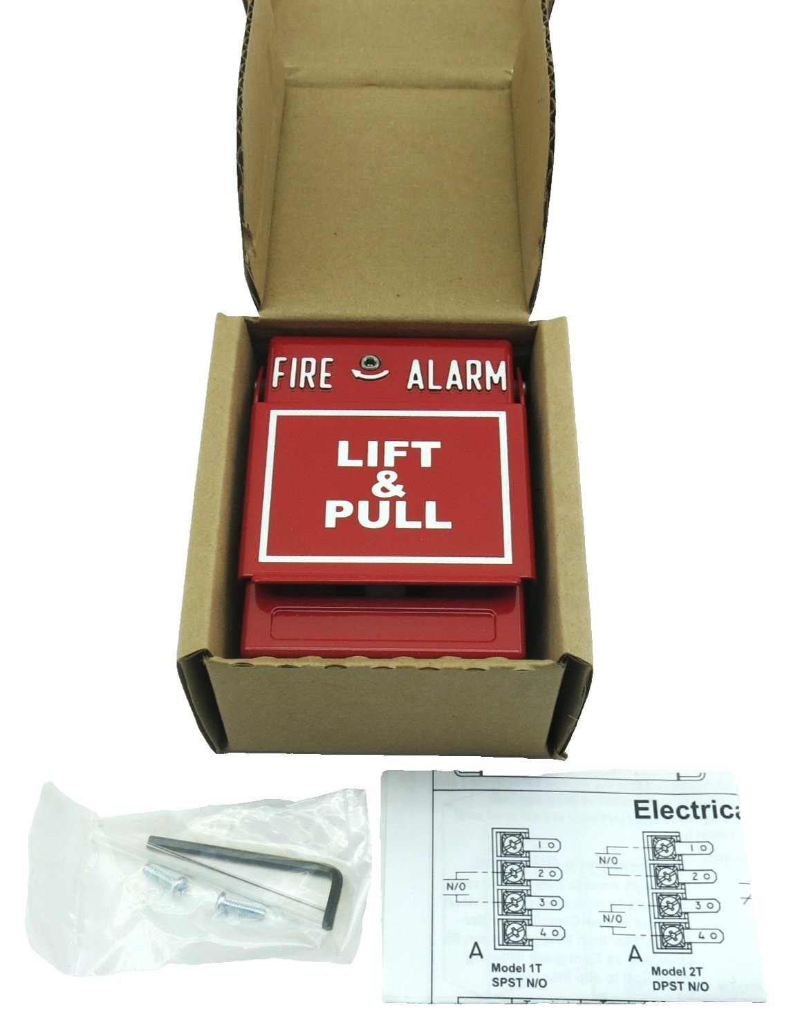 Brand New RMS-1T-LP Red Fire Alarm Metal Pull Station Pull-Up Style