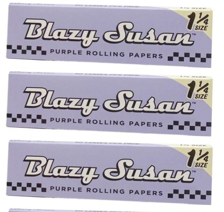 3x Blazy Susan Rolling Papers 1 1/4 Purple Papers 3/PKS Best Price USA Shipped