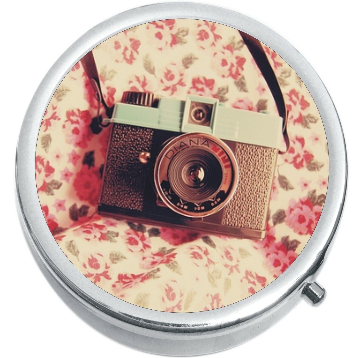 Camera Flowers Medicine Vitamin Compact Pill Box