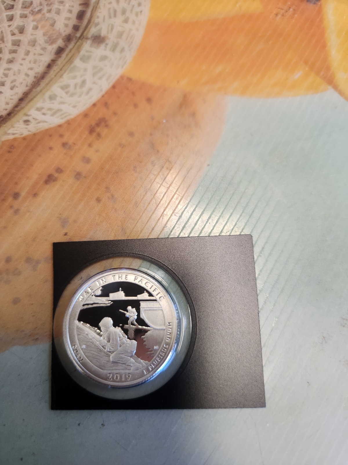 2019 silver proof  Quarter, WAR IN THE PACIFIC , toned coin around washinton rim