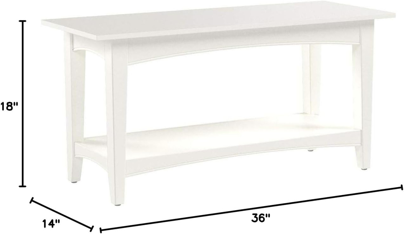 Shaker Cottage Bench with Shelf, Ivory