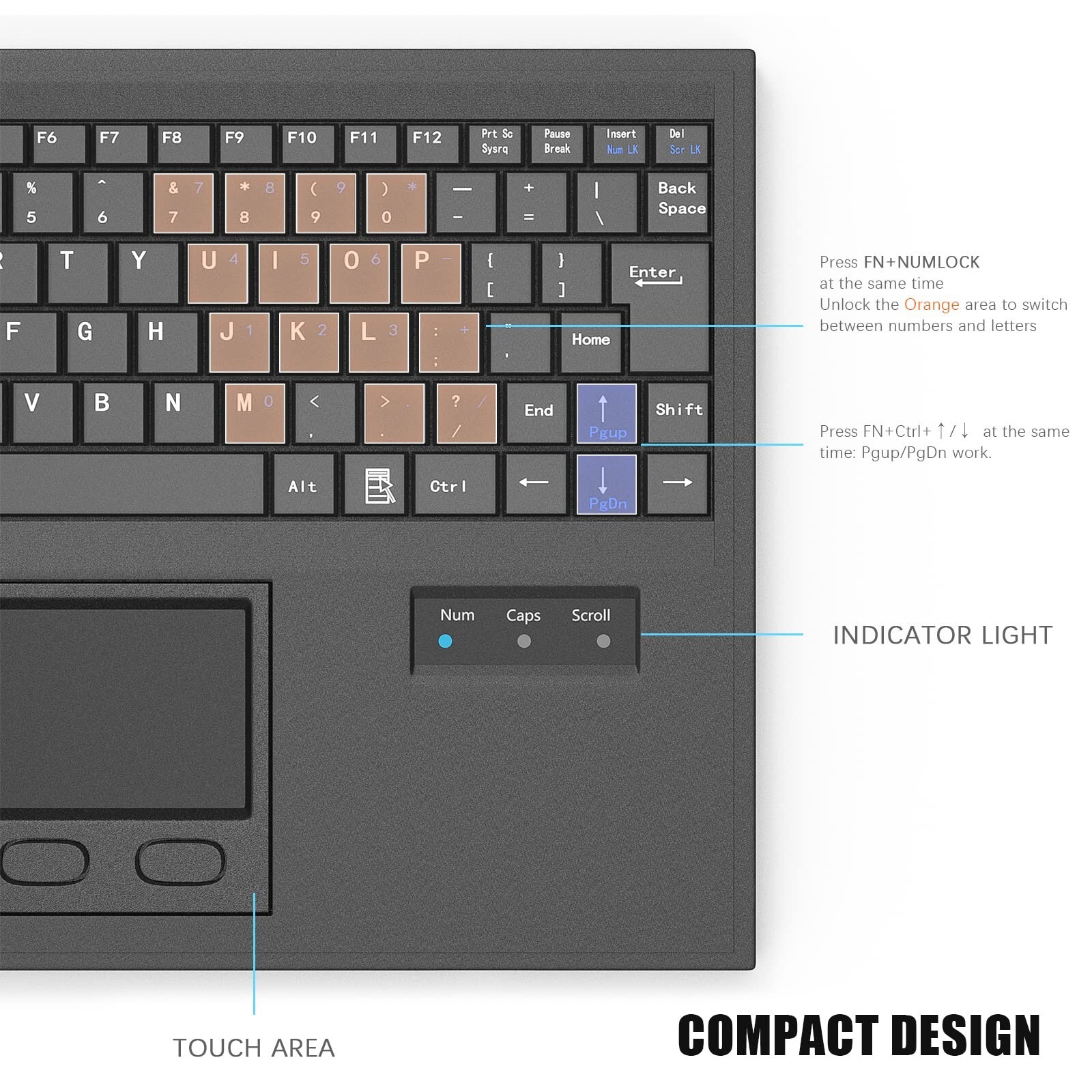 E-SDS Wired Machine Keyboard with Touchpad Portable Compact - PS/2 Interface