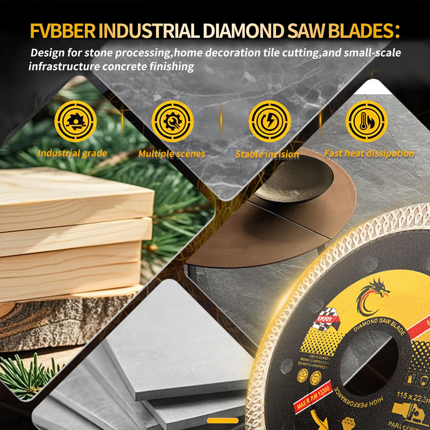 3-Pack 4-1/2 Inch Diamond Blade for Angle Grinder - Super Thin Turbo Mesh Cuttin