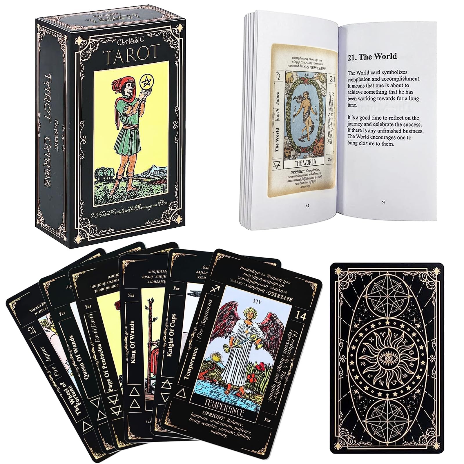 SUNHHX Tarot Cards Set, for 4.72 x 2.75 x 1.18 inches, Multicolor