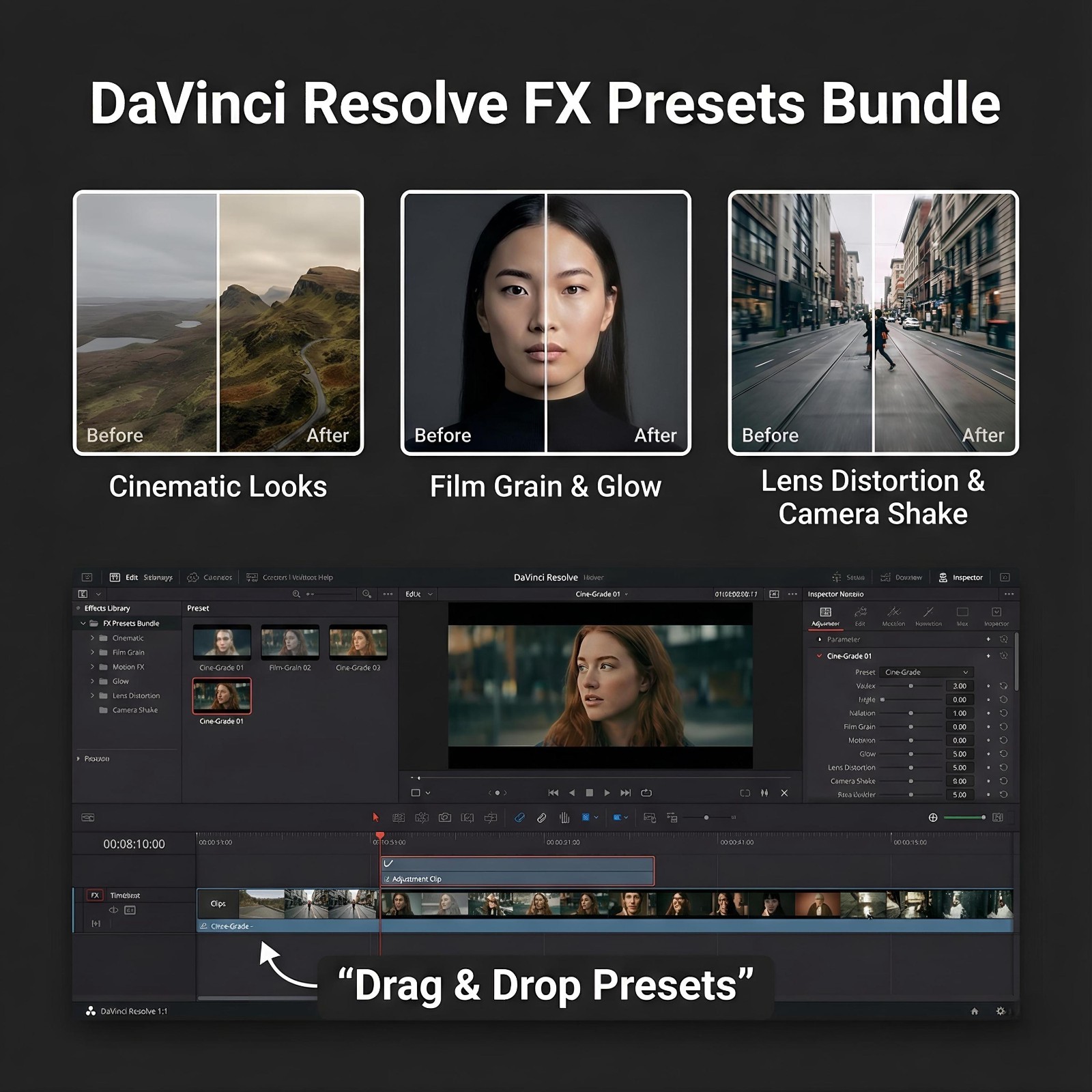 4000+ DaVinci Resolve Transitions LUTs & FX Presets