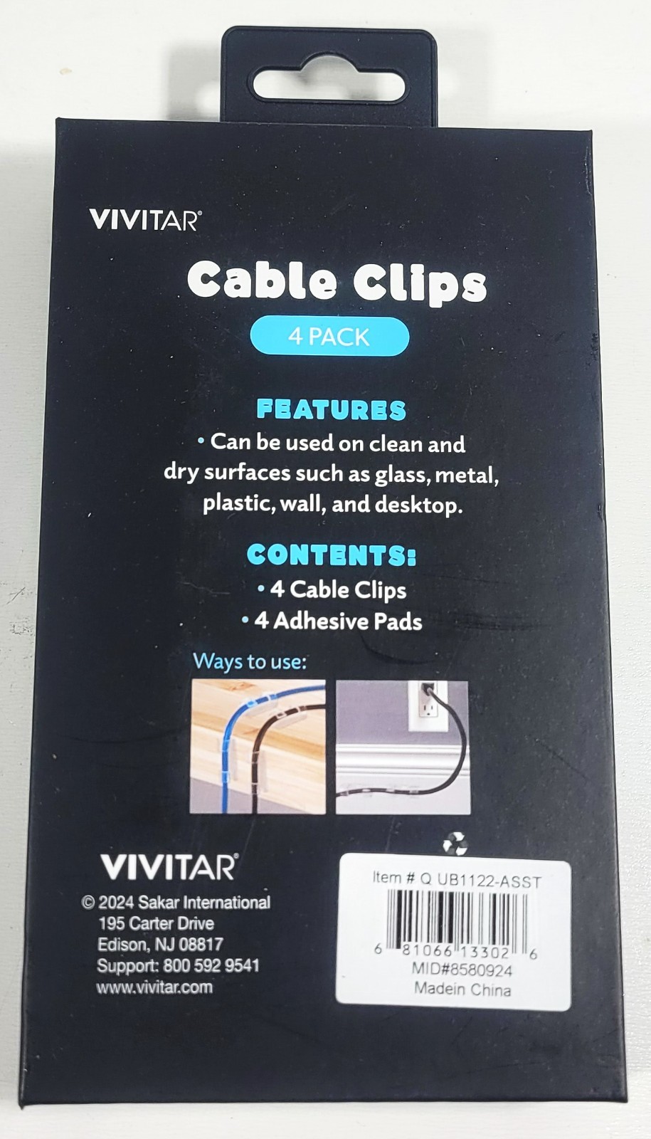 Viitar Cable Clips 4-Pack - Clear / Manage Cables & Accessories