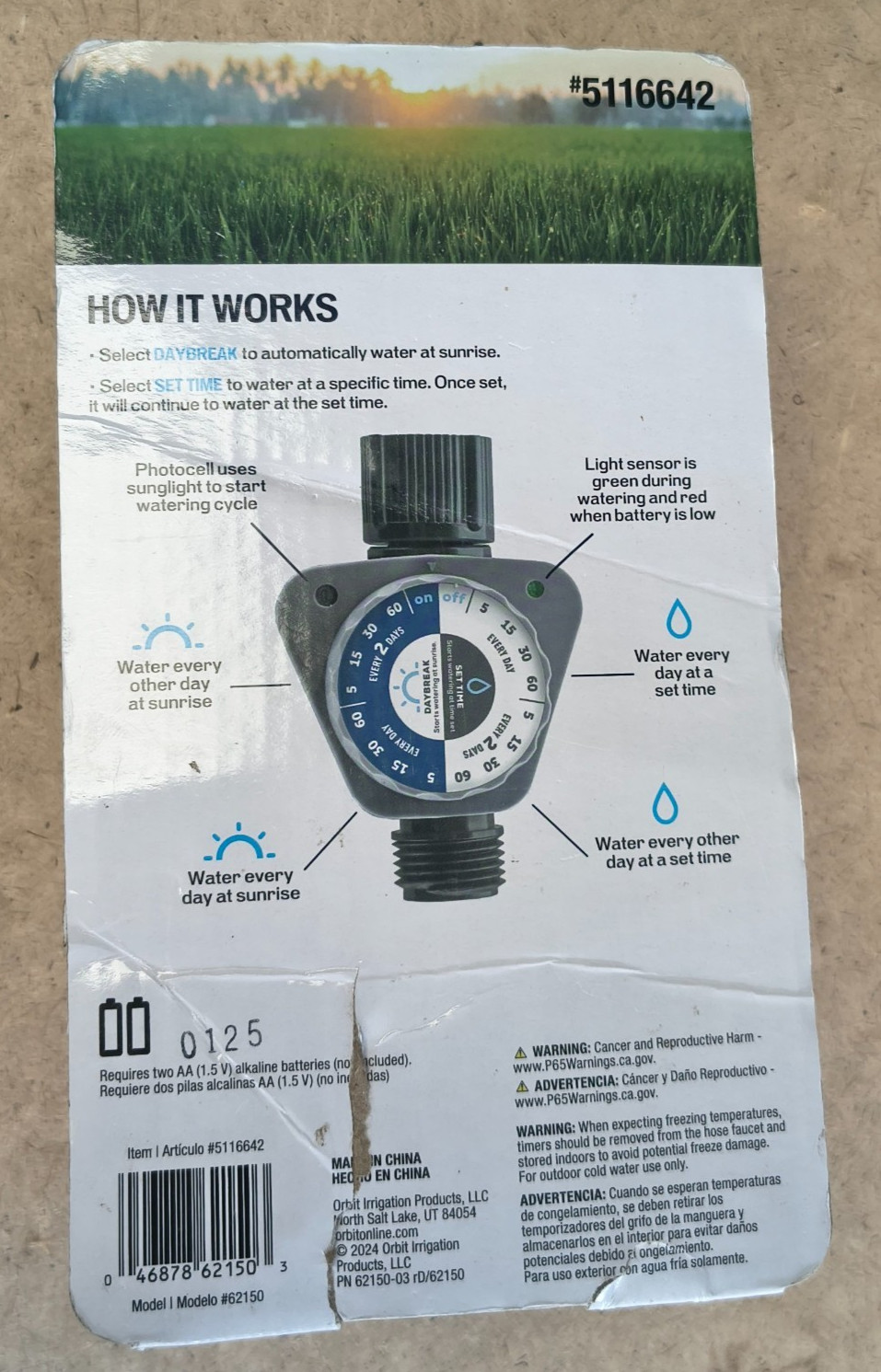 NEW Orbit Daybreak Timer 5116642 Programmable Watering Sprinkler Timer Free Ship