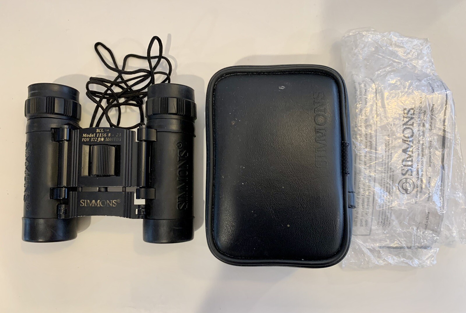 Vintage Simmons Binoculars Model 1156 8X21 SCL @ 1000 Yards w/Soft Holster Case