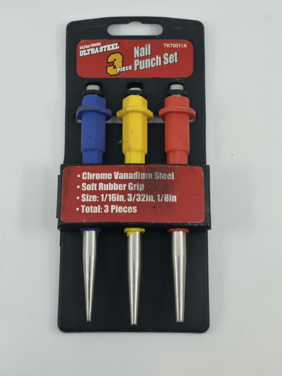 ​Ultra Steel 3pc Nail Punch Set TK70011A Chrome Vanadium 1/16 3/32 1/8 Grip New