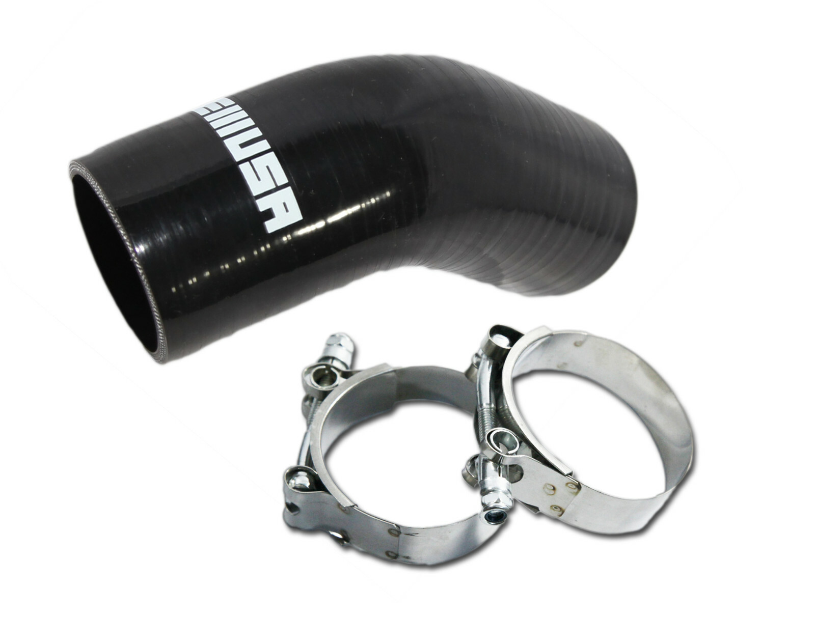 10SET Universal BLACK 4PLY 1x45 Degree 2.5"ID Silicone+2xStainles Steel T-clamp