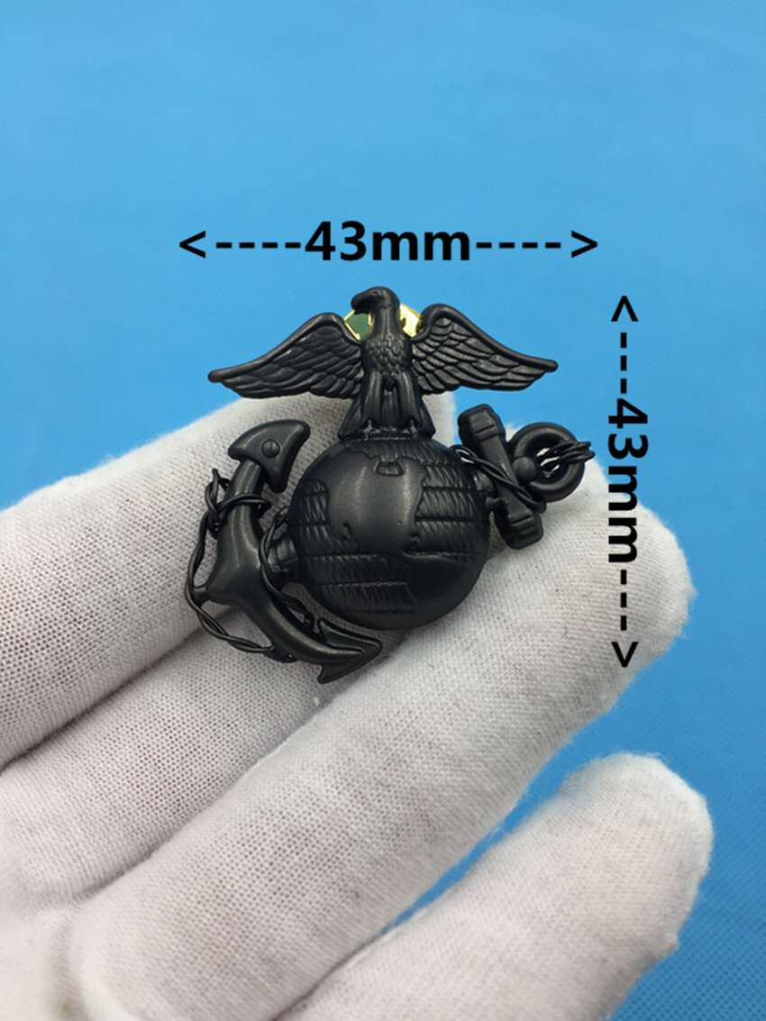 METAL BLACK USMC UNIFORMS INSIGNIA CAP BADGE US MARINE CORPS HAT LAPEL BADGE PIN
