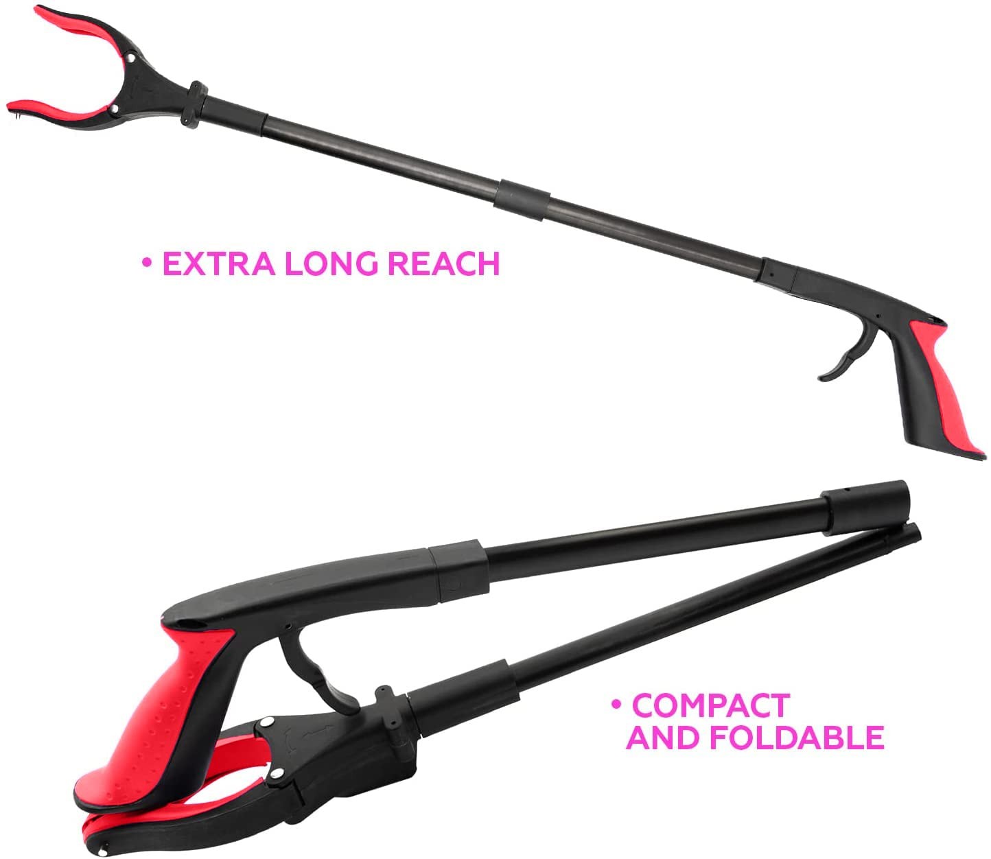 Grabber Tool 19" Aluminum Magnetic Claw with LED Light, Lightweight Foldable ...