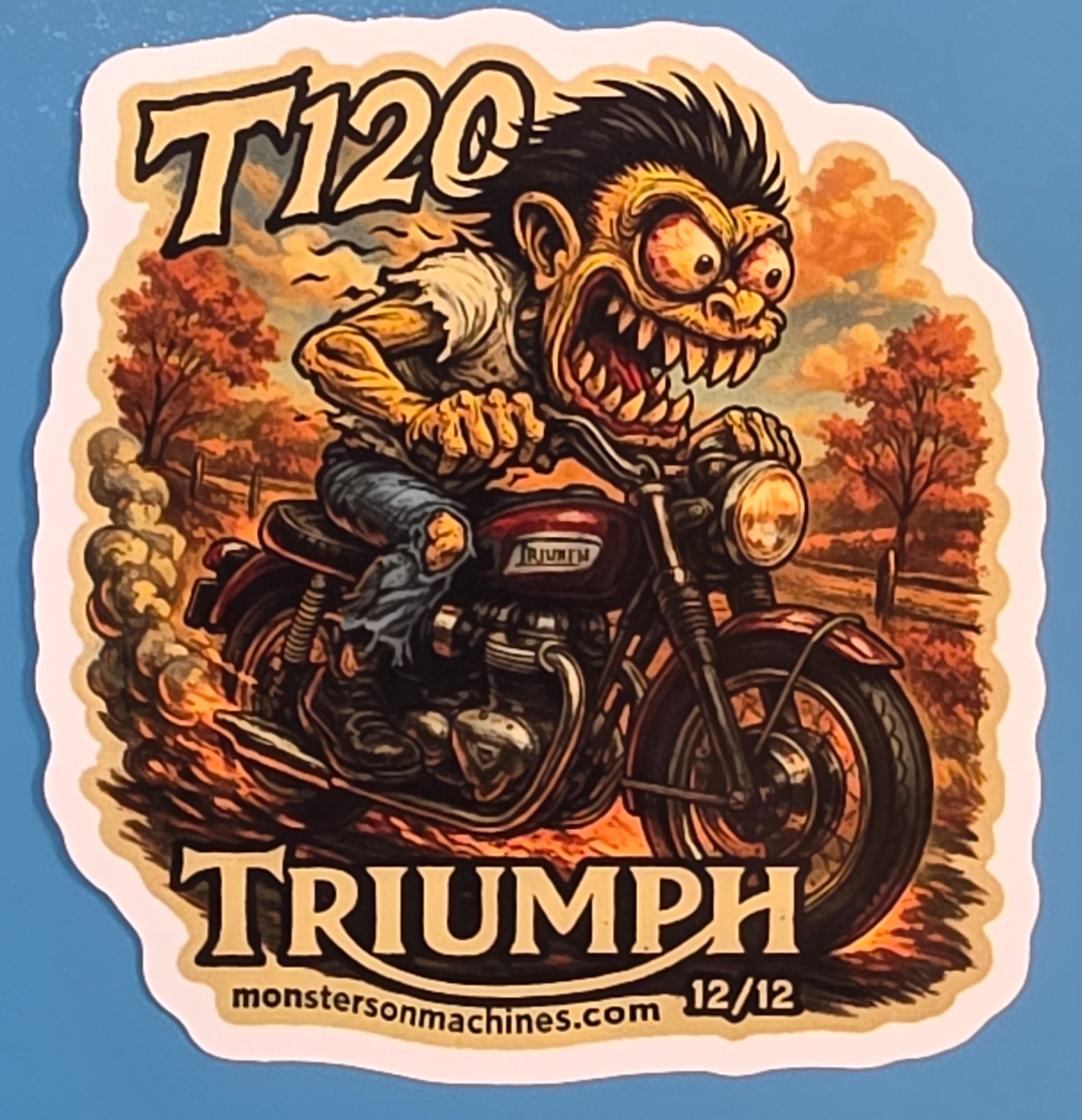 Triumph T120 Bonneville Vintage-Style Durable 9x9cm Vinyl Sticker 12/12