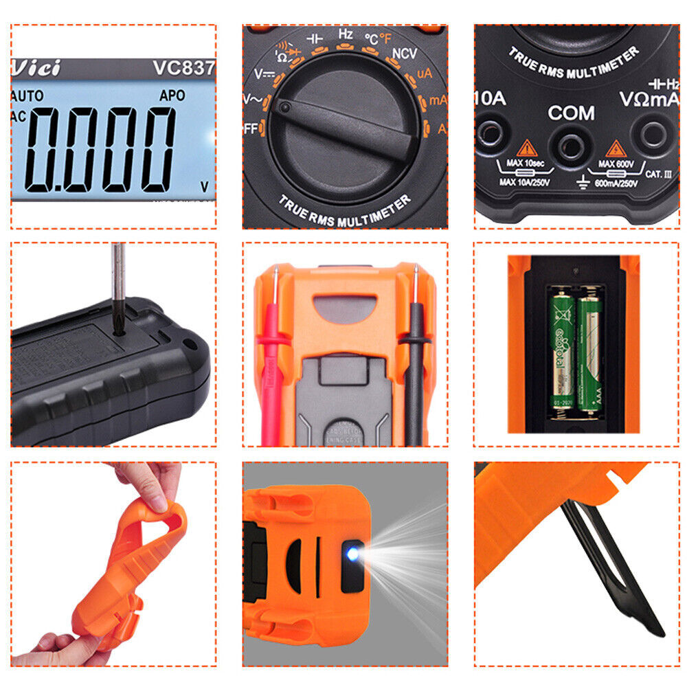 Digital Multimeter VC837 Electrical Electronics Tester Testing Tool AC/DC 3 5/6