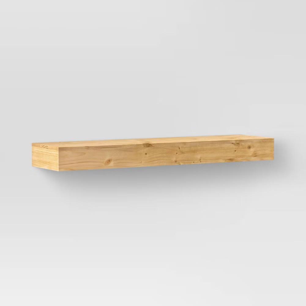 Threshold Modern Wood Wall Mounted Shelf Storage Floating Multicolor Naturals