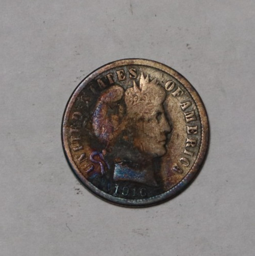 1916 S Barber Dime 10C Cents Coin Silver