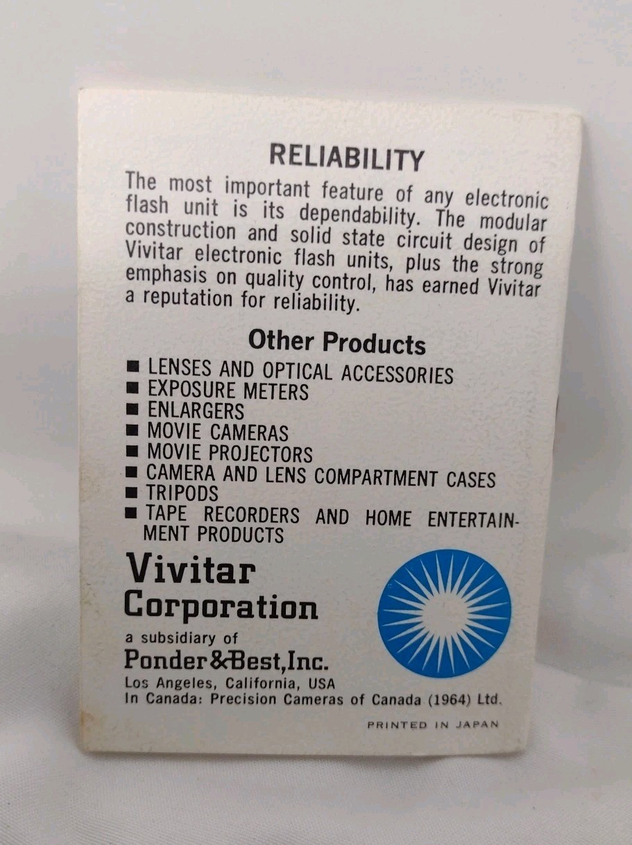Vivitar 91 Electronic Flash with Manual Untested