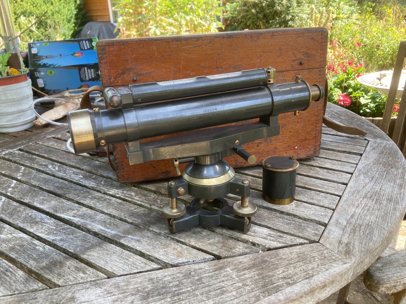 ANTIQUE STANLEY THEODOLITE pre WW1 in original case with date labels  see pics