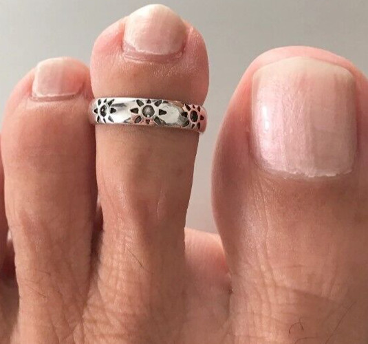 Casual Use For Women's Beautiful Solid Metal Adjustable Sun Toe Ring 925 Silver