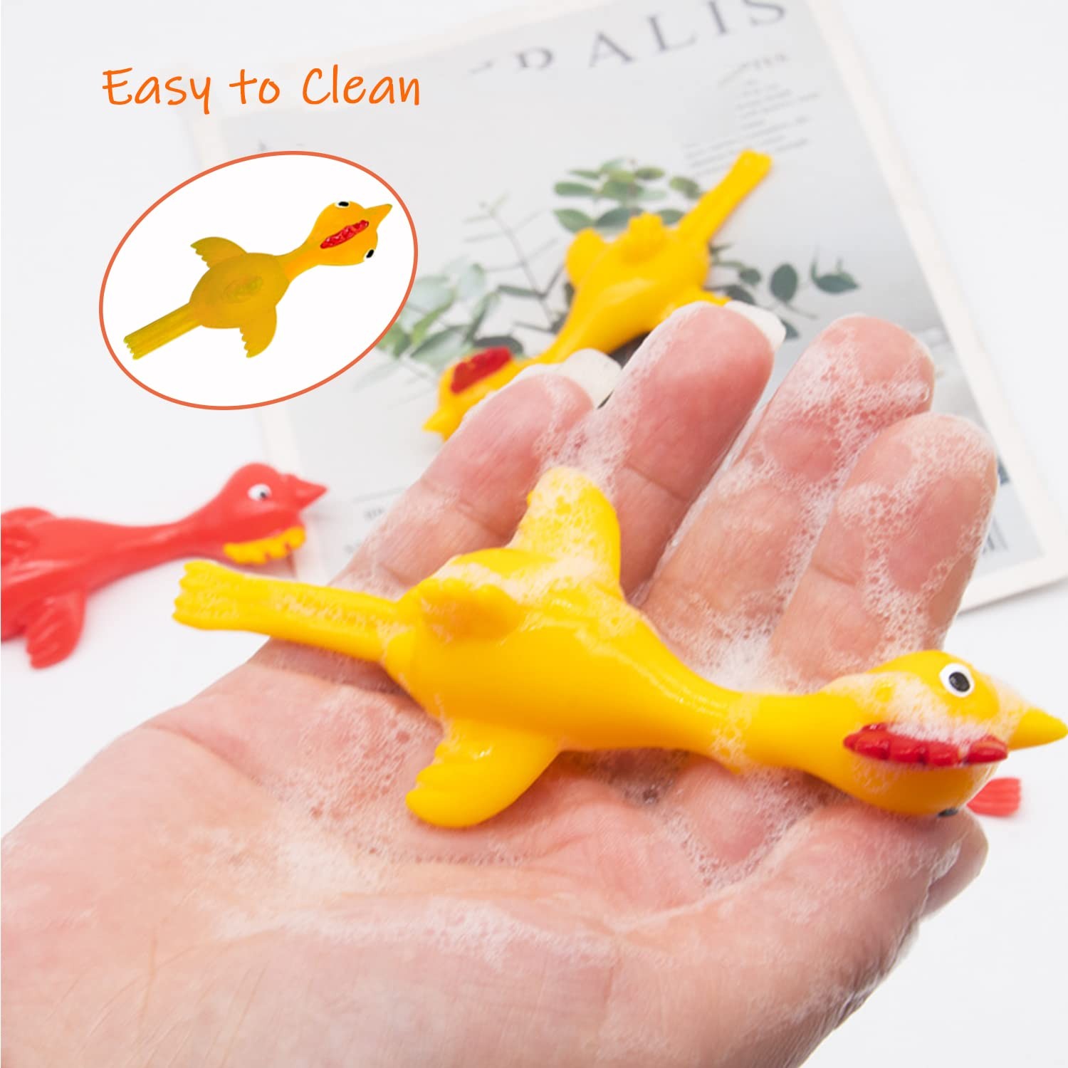 50Pack Finger Slingshot Chicken Rubber,Flick Stretchable Small,