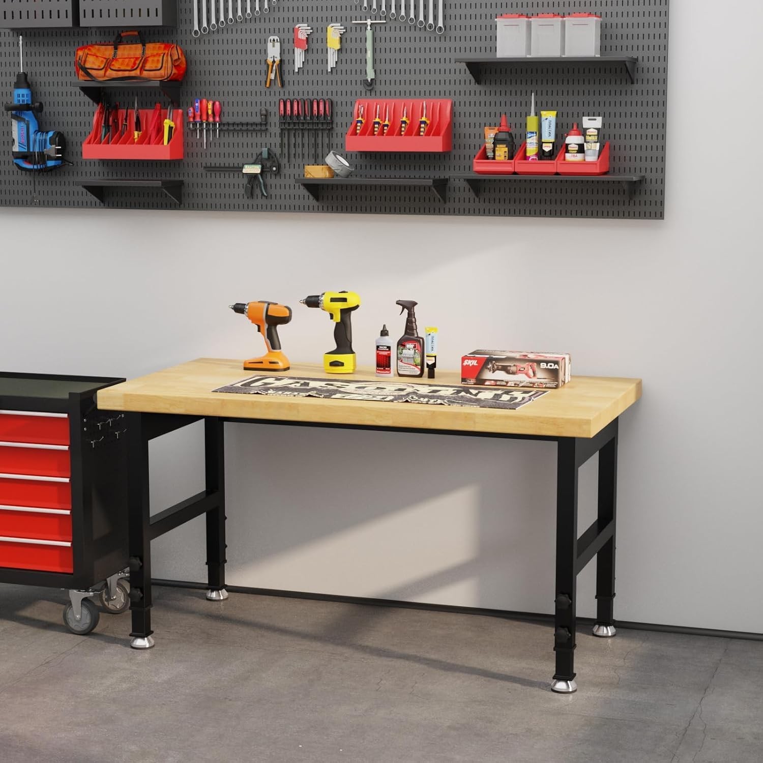48" Heavy Duty Work Bench Adjustable Height Workbench 2000 LBS Load Capacity