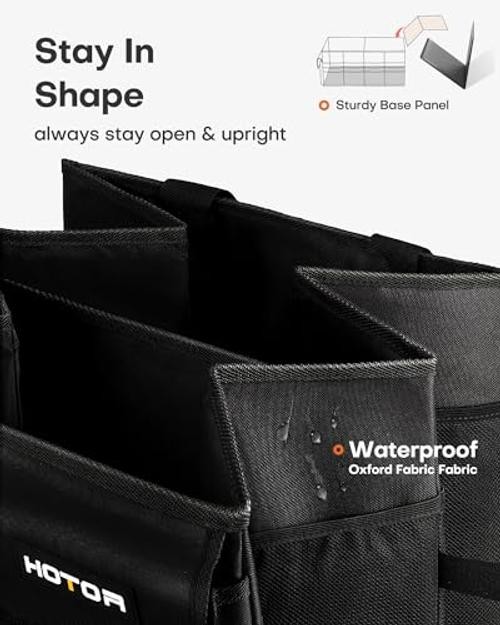HOTOR Trunk Organizer - Car Organizer, Foldable Medium (2 Compartments) Black