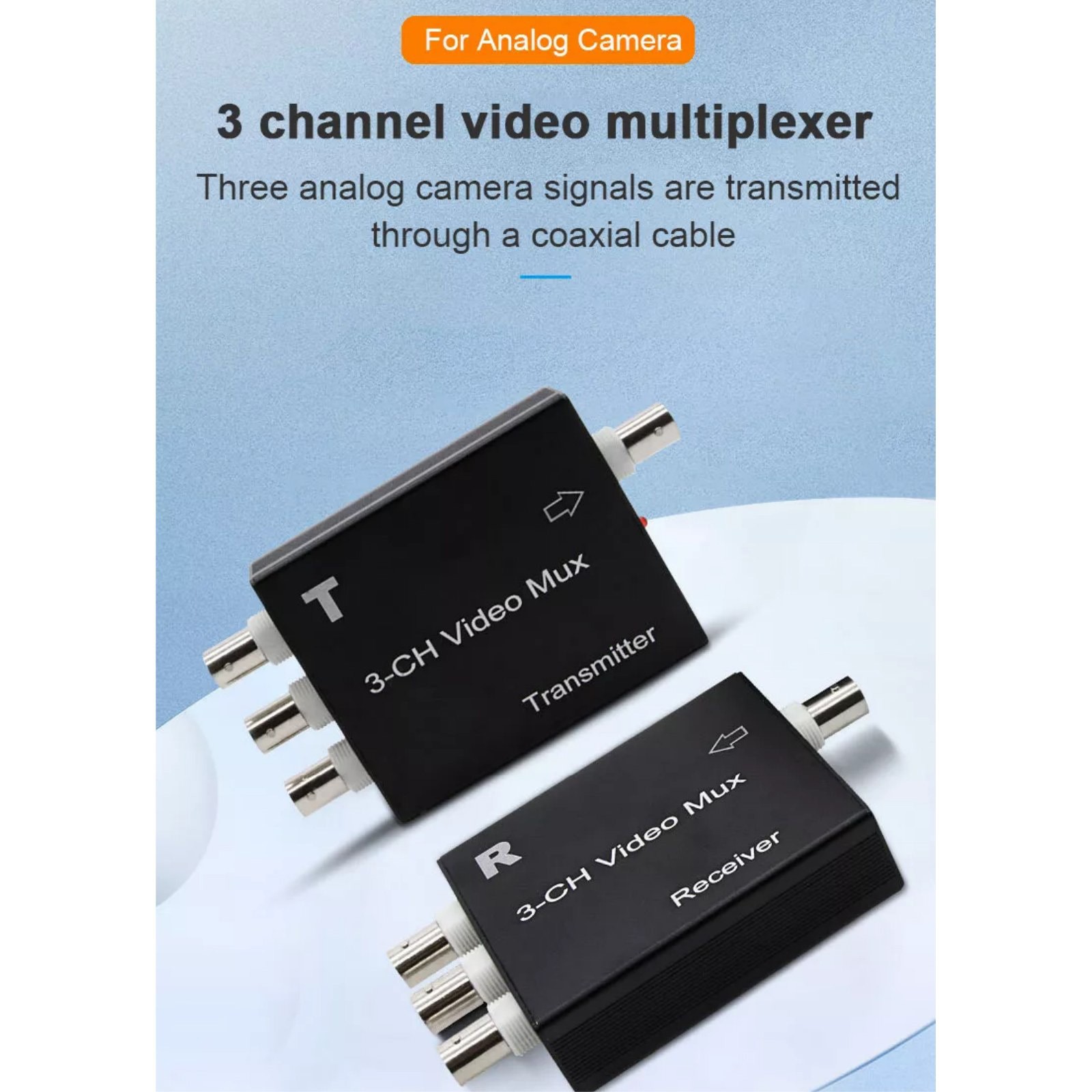 Plug and Play Analog Camera Receiver&Transmitter 3 Channel Video Multiplexer