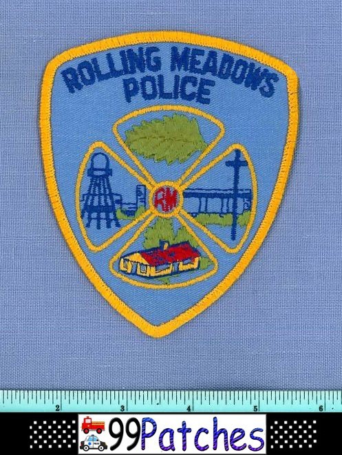 ROLLING MEADOWS ILLINOIS Police Shoulder Patch WATER TOWER TANK CHURCH CROSS 8J