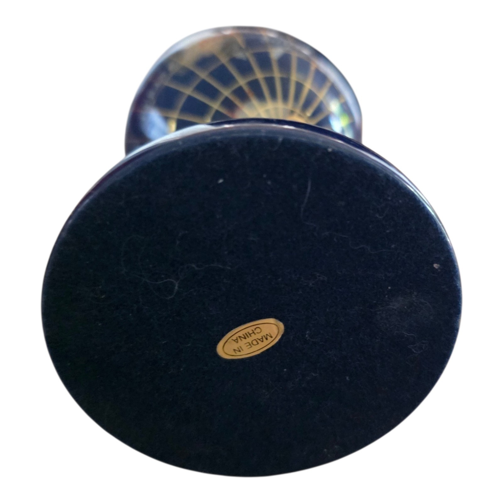 Blue Lapis Semi-Precious Gemstone Tabletop Globe Gold Stand 5.5"