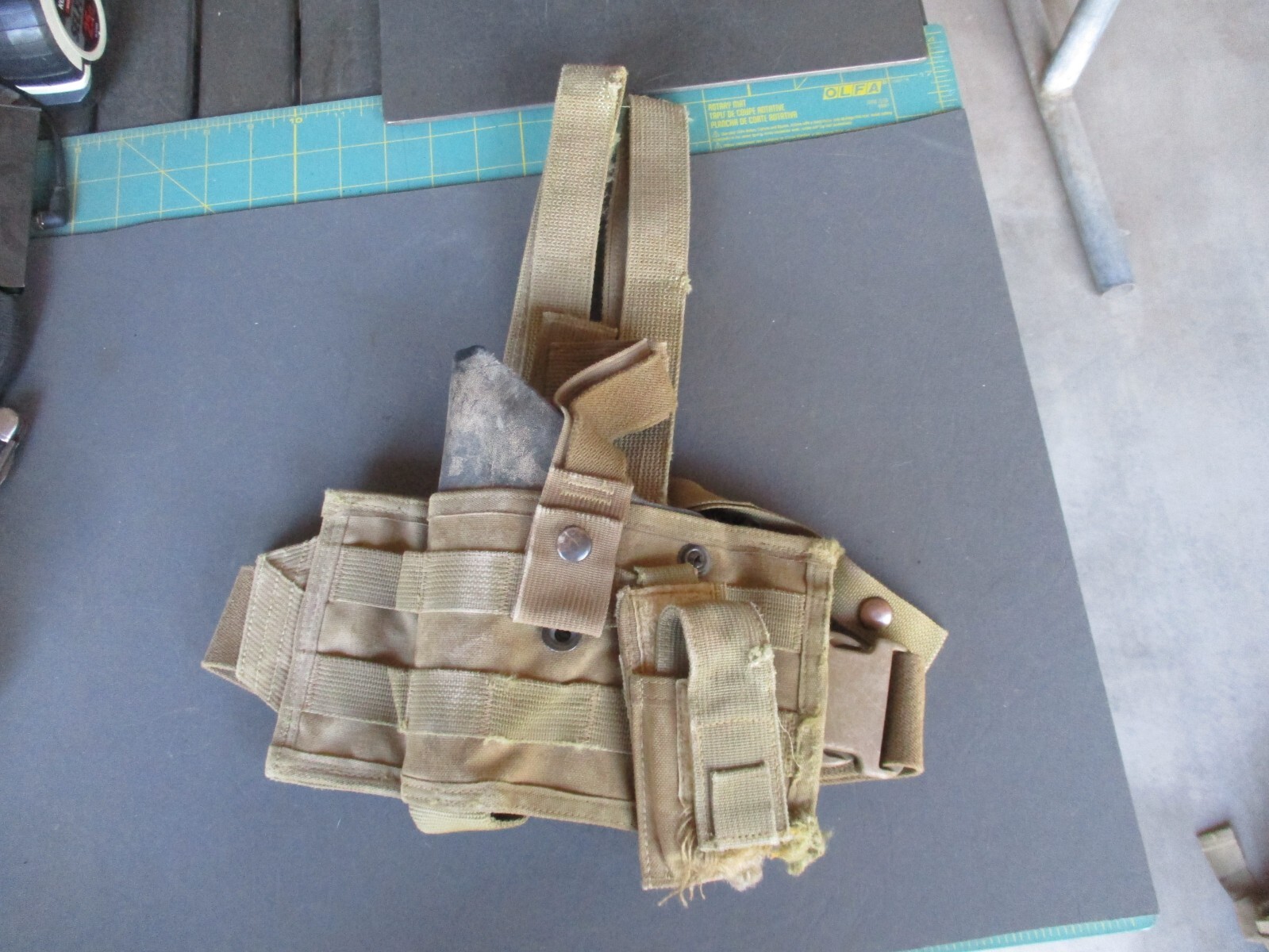 Vtg 2004 USMC OIF Used Left Hand Drop Leg Coyote Beretta Holster