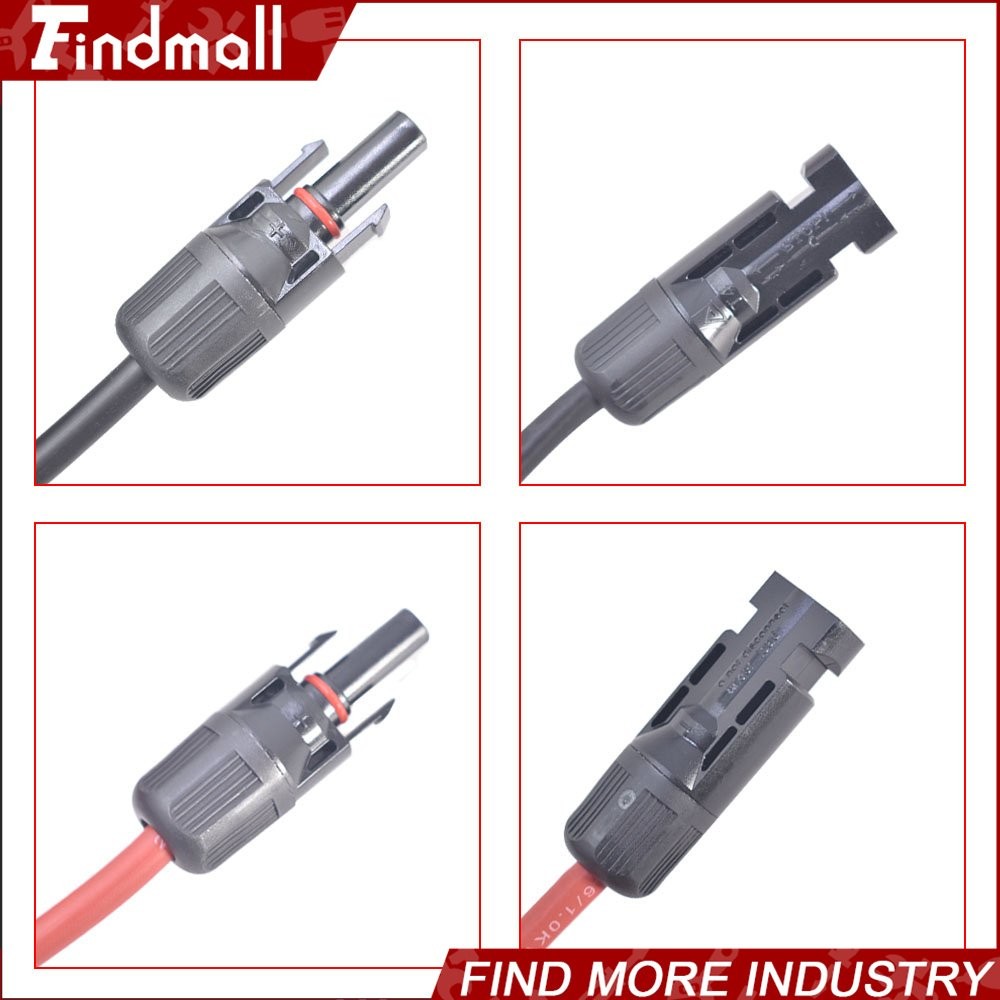 Findmall 1 Pair 15FT Durable Solar Panel Extension Cable Wire Connector 12AWG