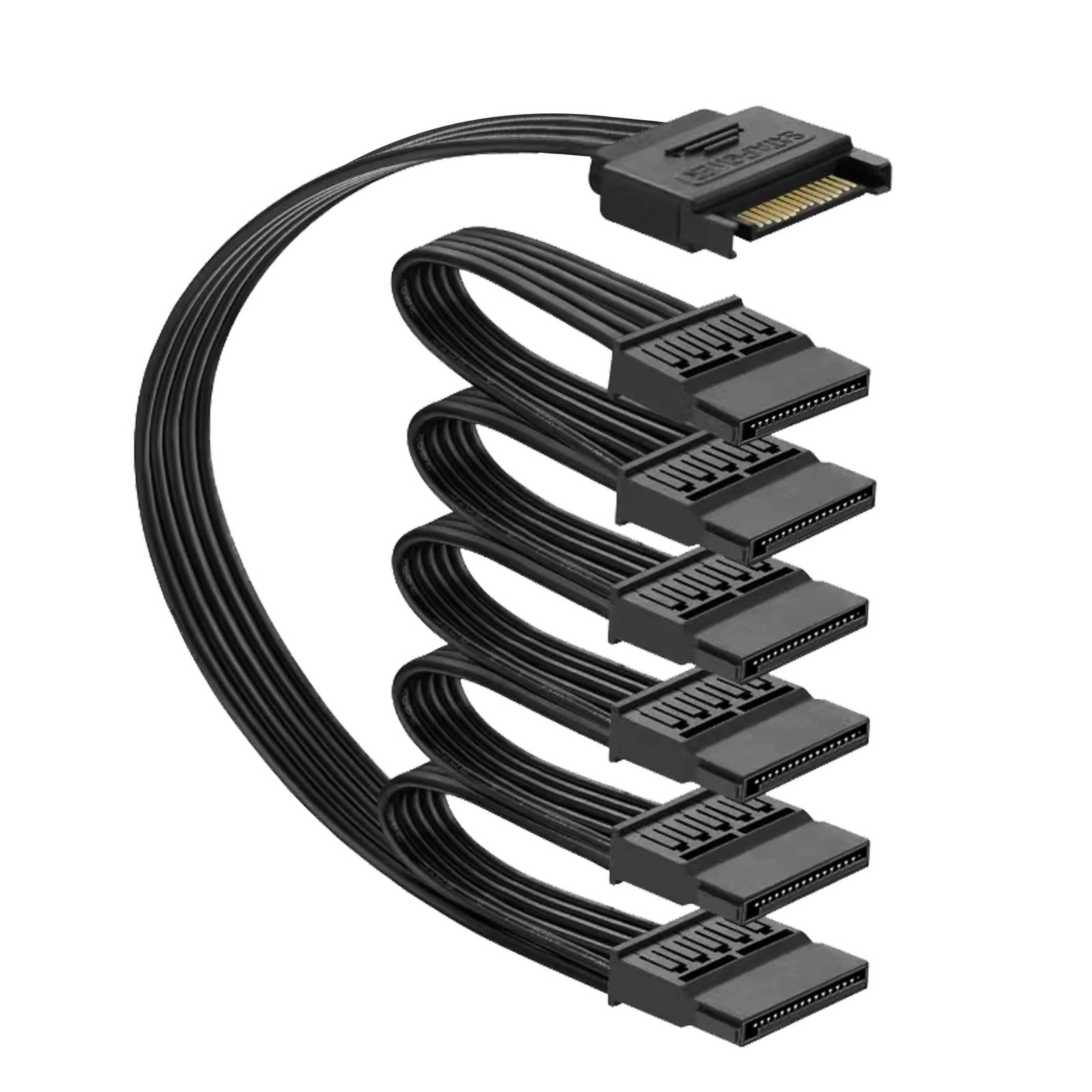 "SATA Power Splitter Cable 6-Way 5.5"" 15-Pin 1 to 6 HDD SSD Optical Drive"