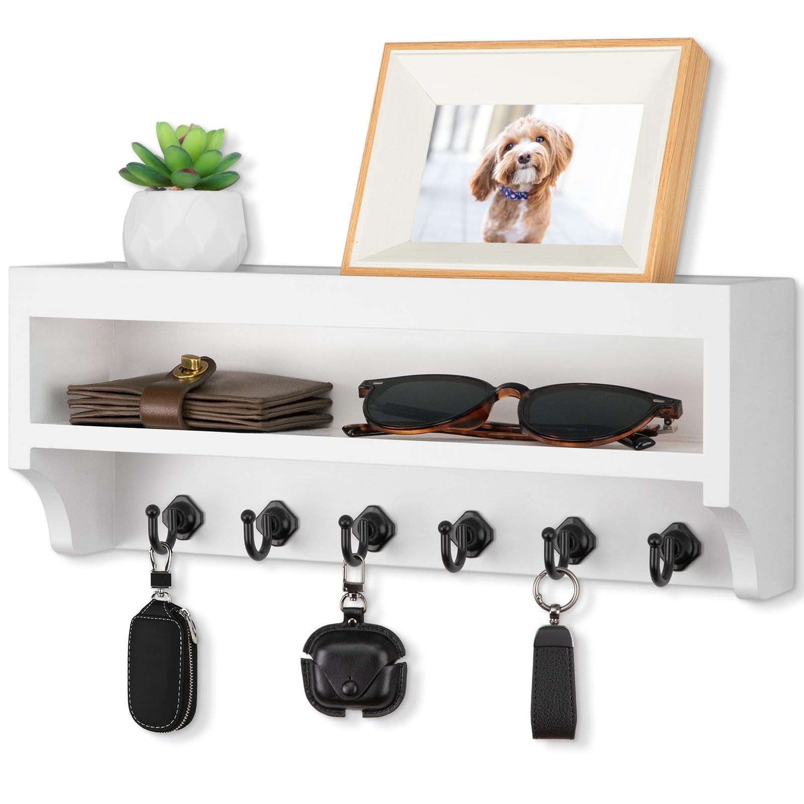 Nekon Key Holder Wall Mount, 12.8" W X 5.6" H X 3.7" D Wall Mounted Key And