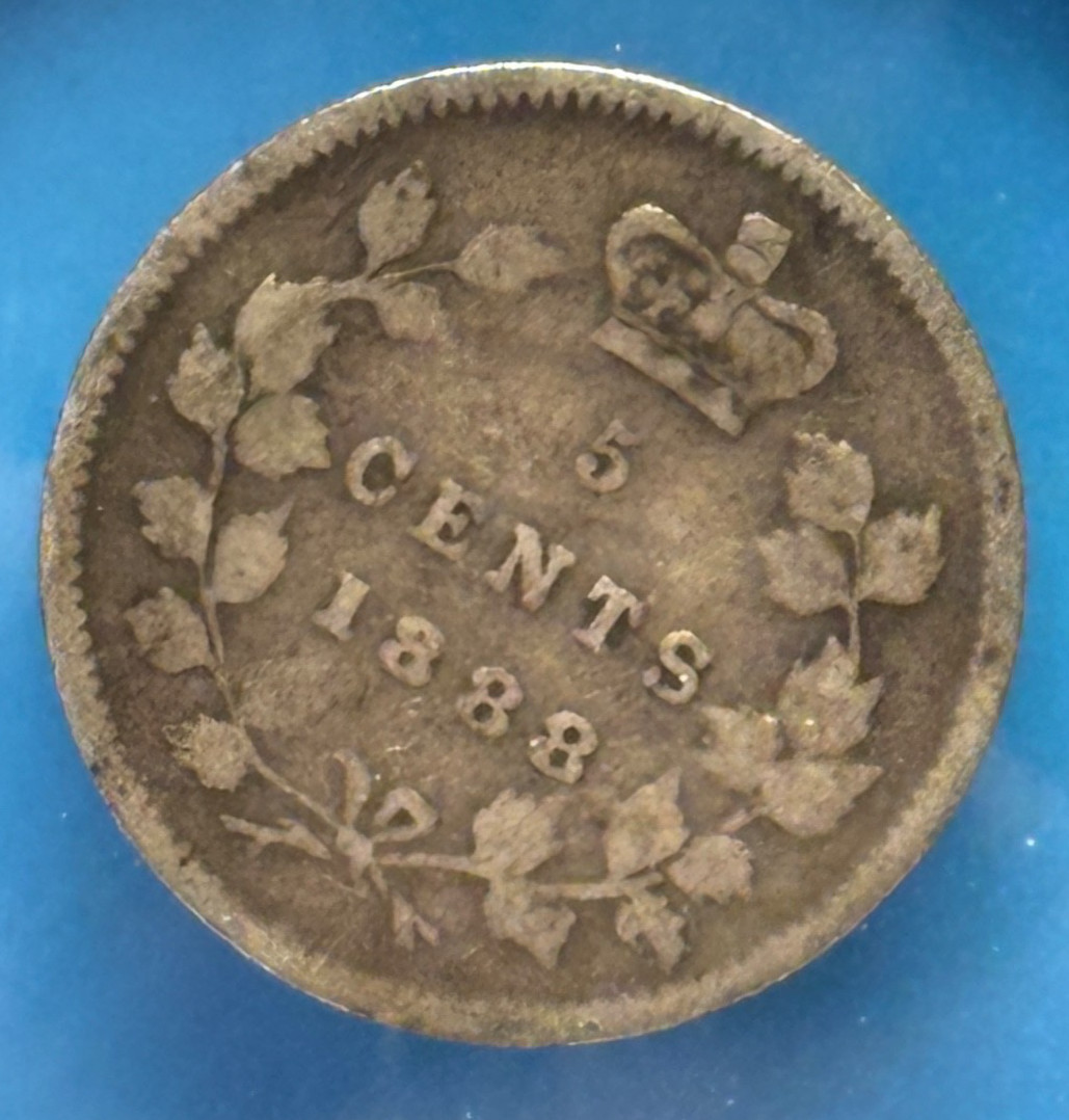 1888 Canada 5 Cents Silver Queen Victoria
