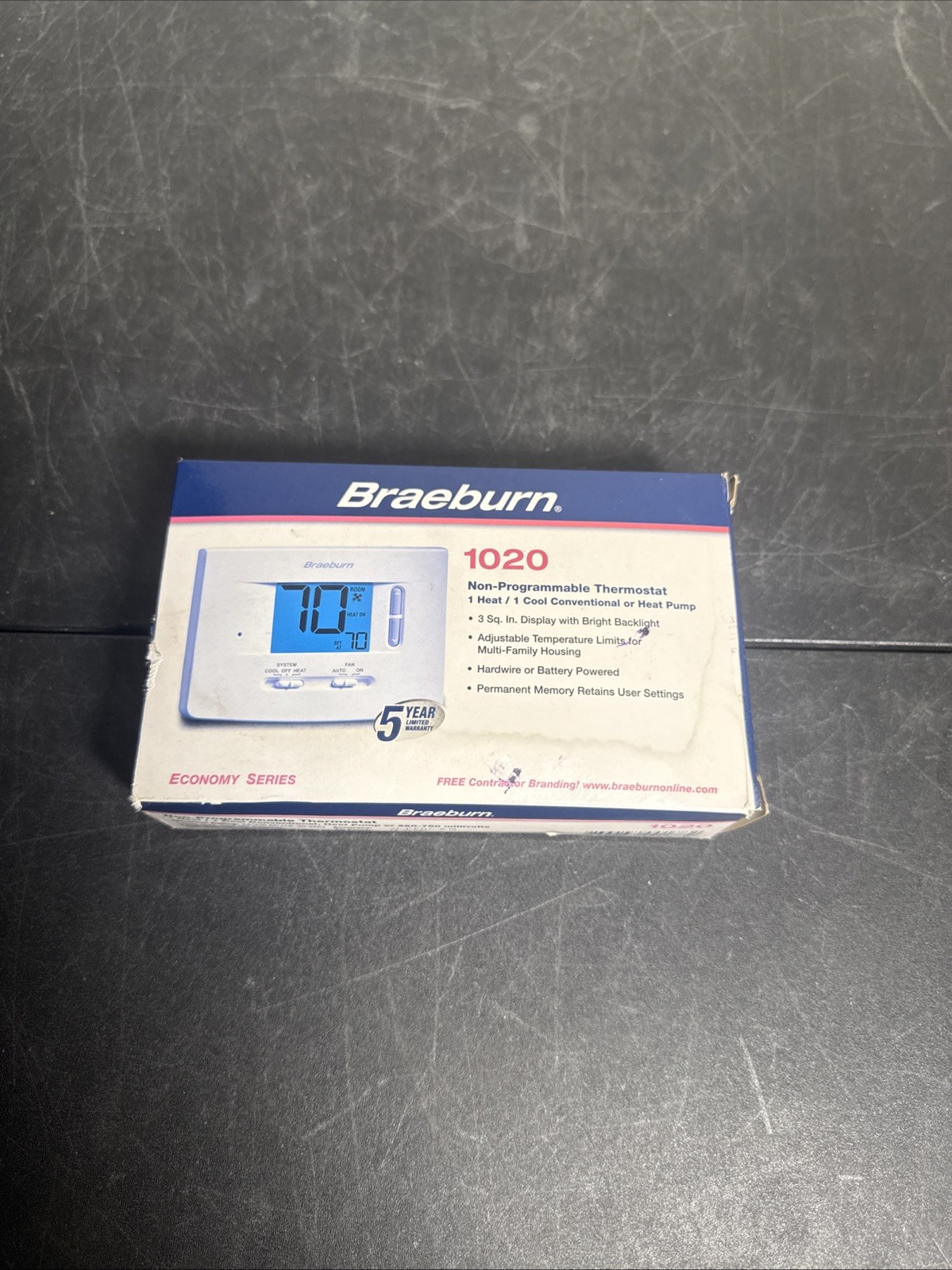 Braeburn Economy 1020 24V Digital Single Stage Non-Programmable Therm New OB