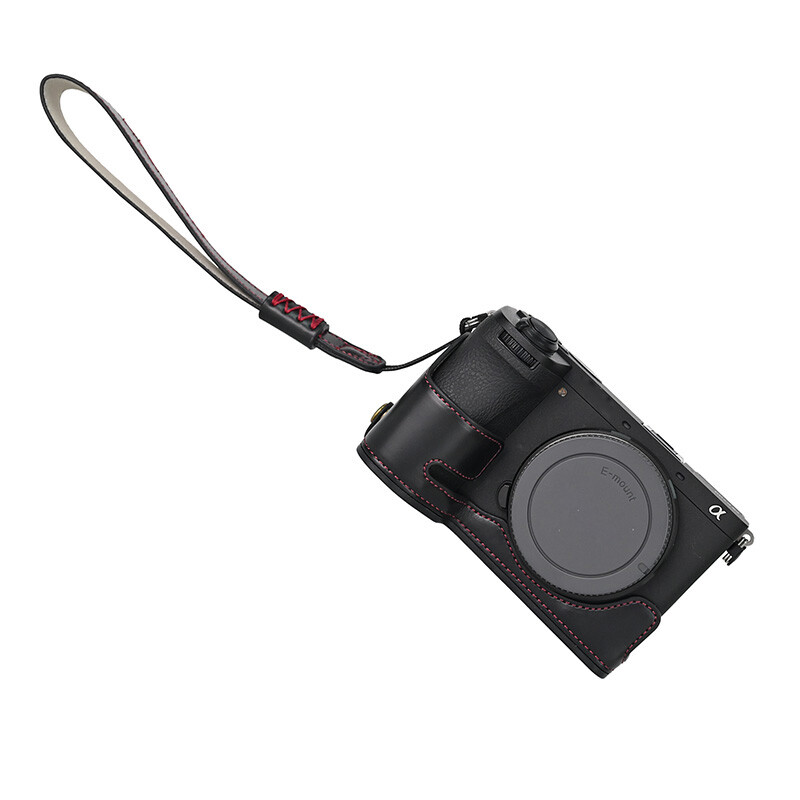 Leather Half Case for Sony A6700 Camera Protector Grip With Strap