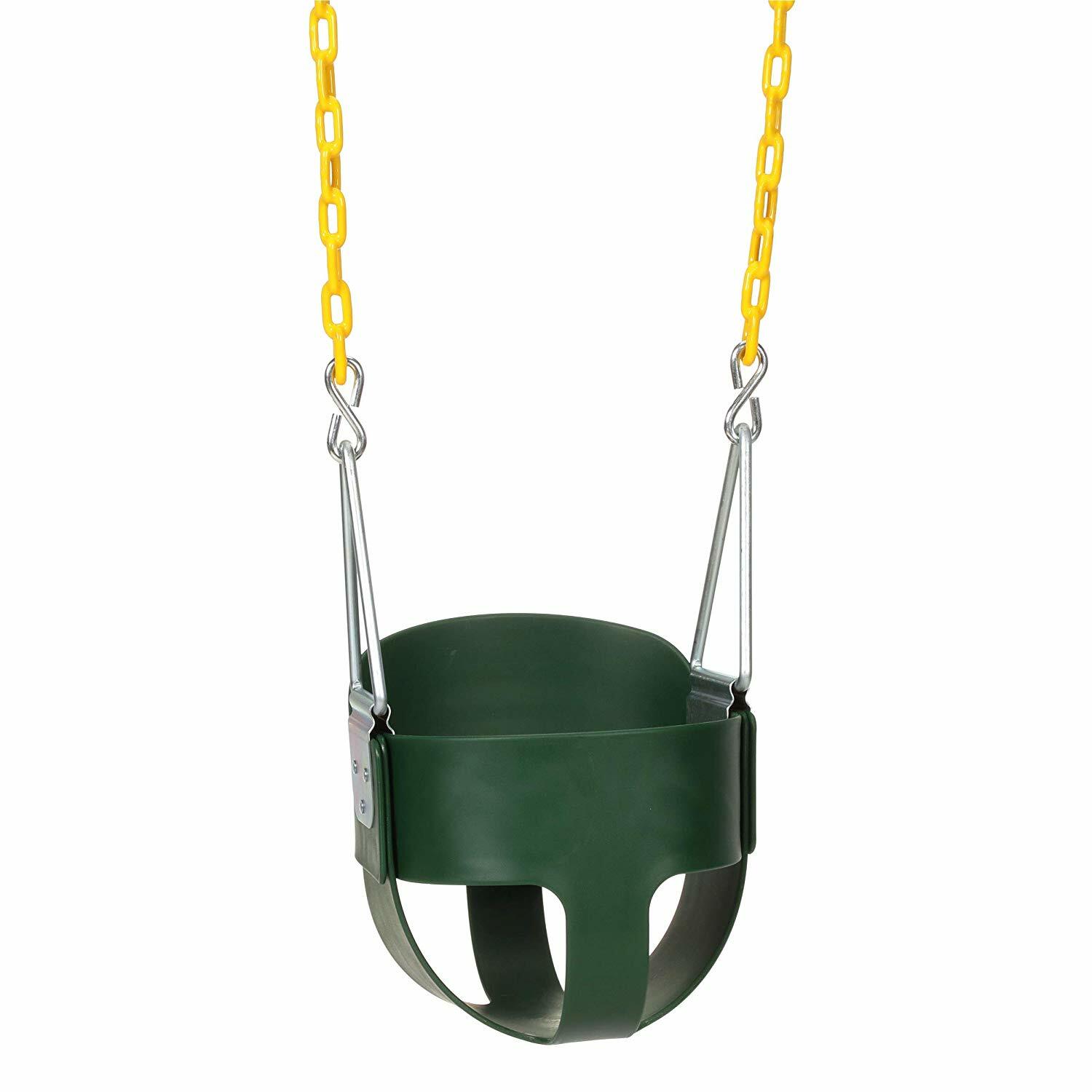High Back Full Bucket Infant Swing Set Seat - Coated Chains - Fully Assembled