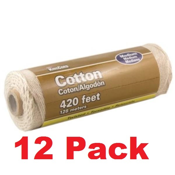 12 PACK Cotton Twine 5040', Mibro Group 300181BG, Natural, Medium, 420' Per Pack