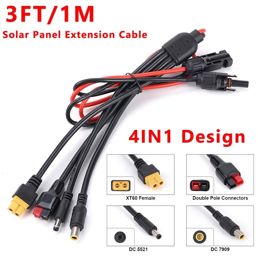 3ft Solar Panel Extension Cable 4in1 Solar Panel Connector Kit for RV Generator