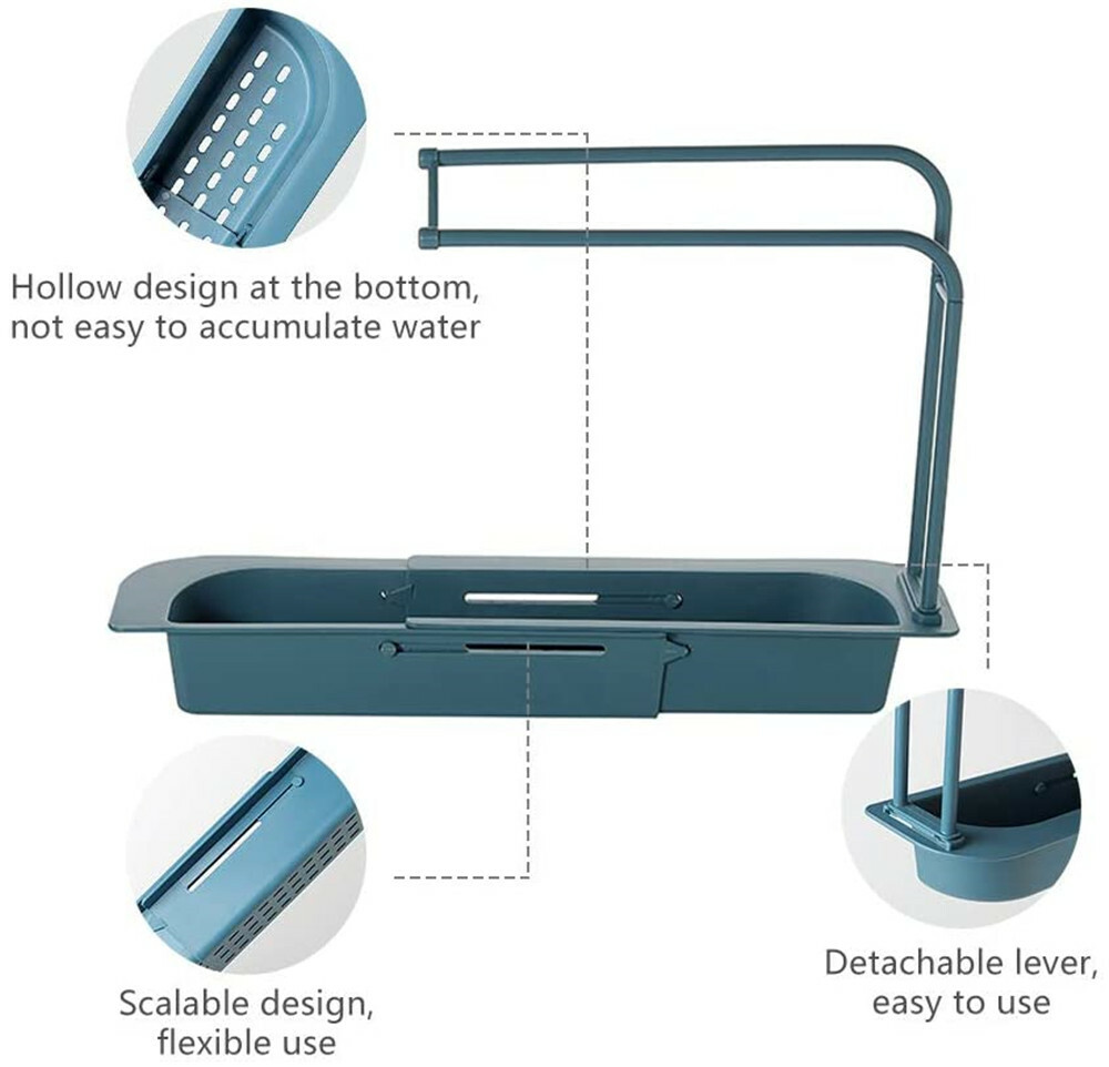 Sink Rack Telescopic Holder Expandable Storage Drain Kitchen Shelf Sponge Basket