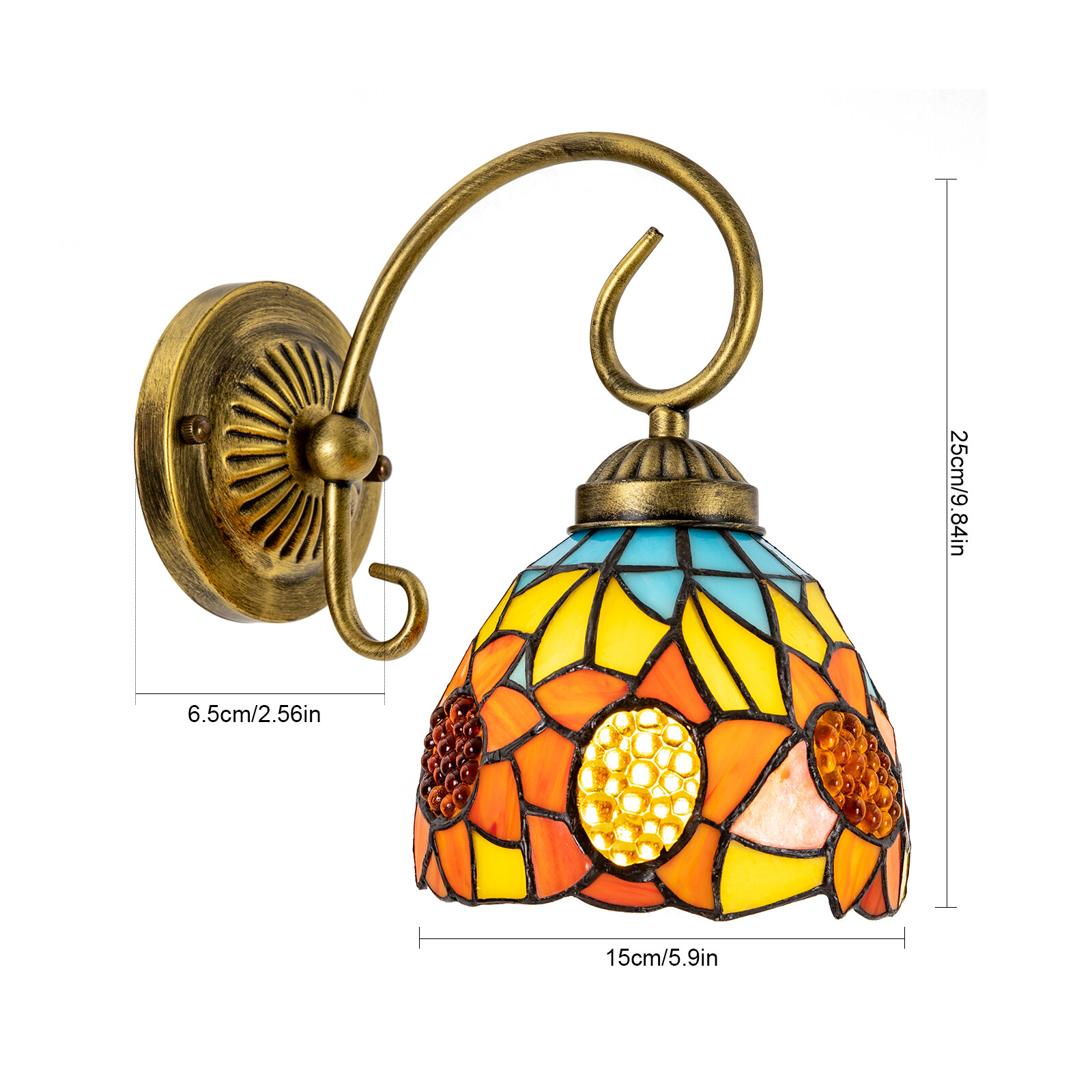 110V Wall Sconce Lamp Tiffany Vintage Stained Glass Wall Light Indoor E26