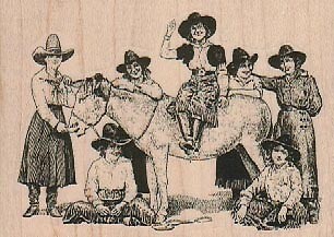 Cowgirls 3 1/4 x 2 1/4" Rubber Stamp, Cowgirls Stamp, Western Stamp