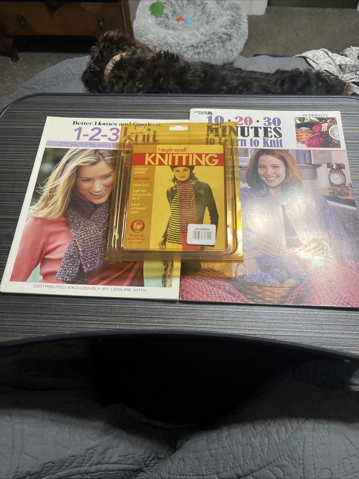 LOT Boye I Taught Myself Knitting - Pocket Guide W/ Needles size 8 And Two Books