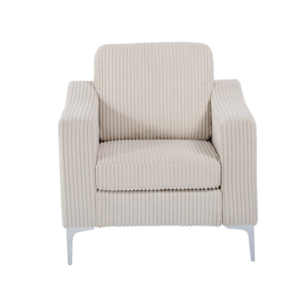 1 Seat Sofa, Convertible Sectional Lounge Sofa w/ Armrests, Corduroy, Beige
