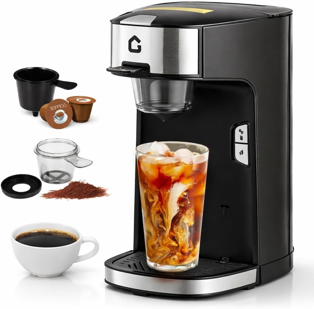 Single Serve Coffee Maker K Cup Machine Fast Brew 8-12oz One Button Compact Size